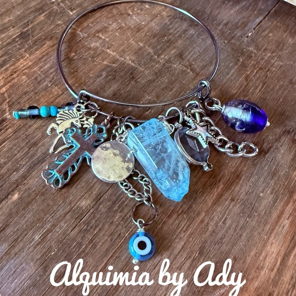 Alquimia Silver and Blue aquamarine Charm Bracelet